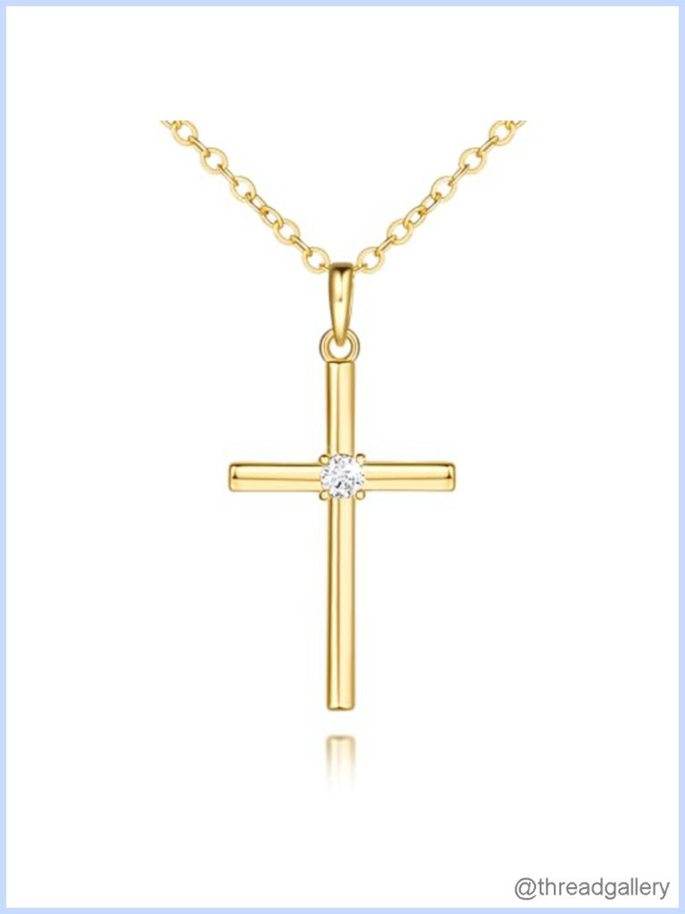 14K Gold Plated Cross Necklace Cubic Zirconia Pendant Women